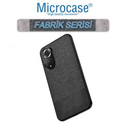 Microcase Huawei Nova 9 Fabrik Kumaş ve Deri Desen Kılıf - Siyah