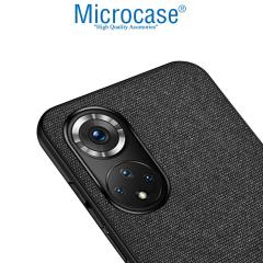 Microcase Huawei Nova 9 Fabrik Kumaş ve Deri Desen Kılıf - Siyah