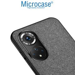 Microcase Huawei Nova 9 Fabrik Kumaş ve Deri Desen Kılıf - Gri