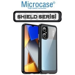 Microcase Xiaomi Poco M4 5G Shield Serisi Darbeye Dayanıklı Köşe Korumalı Yarı Esnek Plastik TPU Kılıf - Siyah