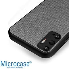 Microcase Xiaomi Redmi Note 11SE Fabrik Kumaş ve Deri Desen Kılıf - Gri