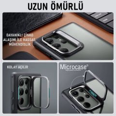 Microcase Samsung Galaxy S24 CAIRO Serisi Kamera Koruma ve Standlı Kılıf AL4971 Gri