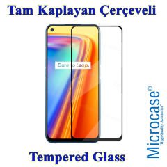 Microcase Realme 7 Pro Tam Kaplayan Çerçeveli Tempered Ekran Koruyucu - Siyah