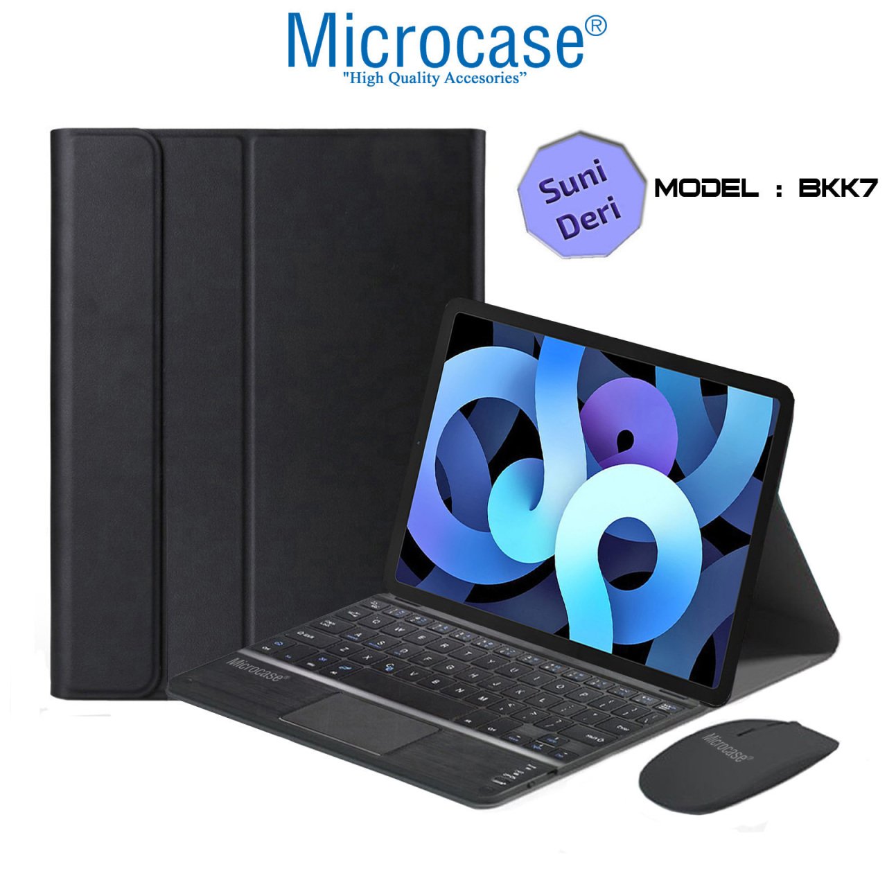 Microcase iPad Air 4.Nesil 10.9 inch 2020 Bluetooth Touchpad Klavye + Bluetooth Mouse + Standlı Kılıf - BKK7