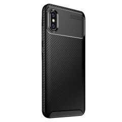 Microcase Xiaomi Mi 8 Pro Maxy Serisi Carbon Fiber Silikon TPU Kılıf - Siyah