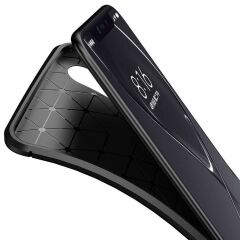 Microcase Xiaomi Mi 8 Pro Maxy Serisi Carbon Fiber Silikon TPU Kılıf - Siyah