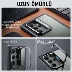 Microcase Samsung Galaxy S24 Ultra CAIRO Serisi Kamera Koruma ve Standlı Kılıf AL4971 Gri