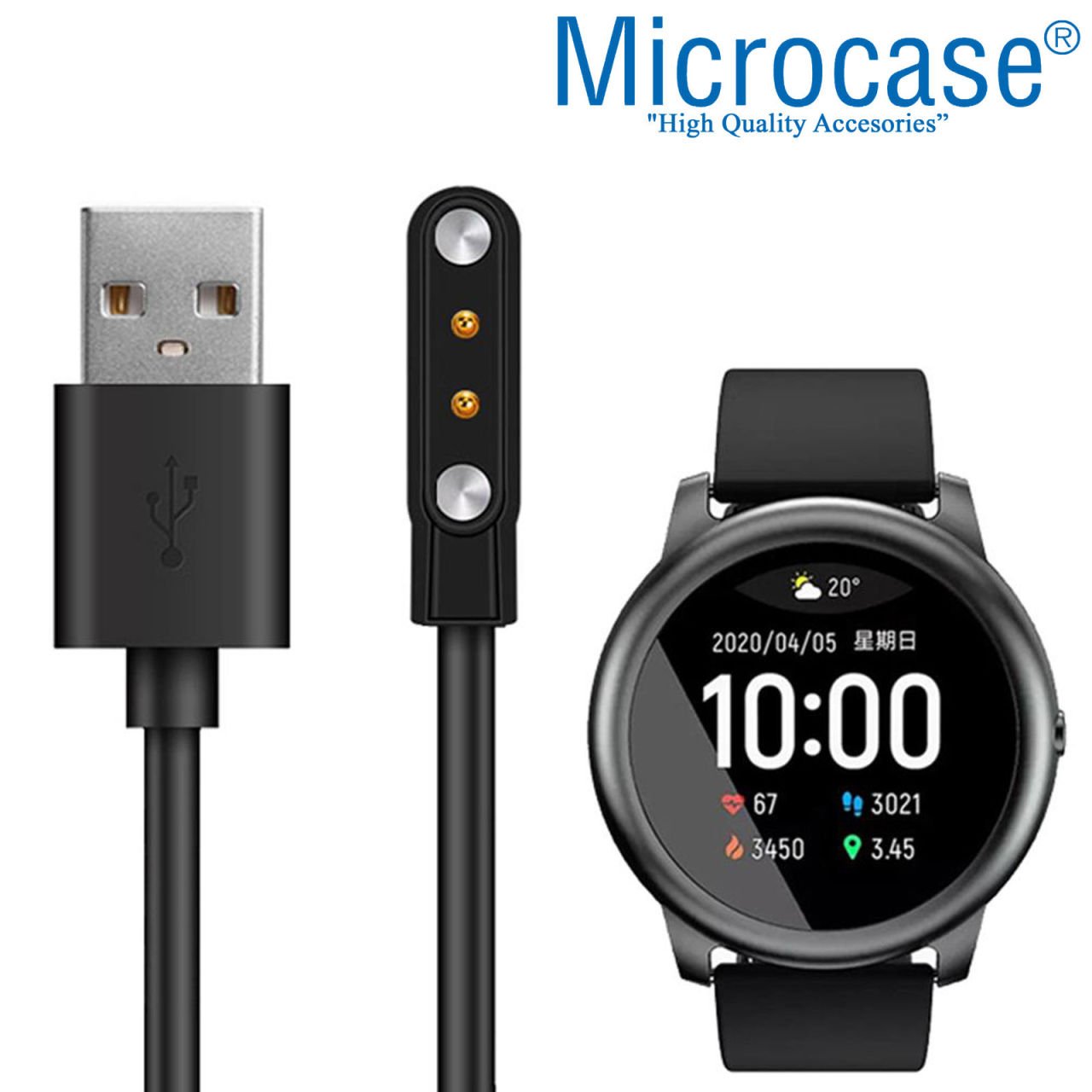 Microcase Haylou Solar LS01 LS02 Manyetik Şarj Kablosu 60 cm Siyah - AL2615