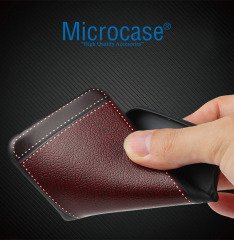 Huawei P20 Leather TPU Serisi DeriKaplama Silikon Kılıf-Kahve+Cam