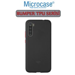 Microcase Xiaomi Redmi Note 8 Bumper Tpu Serisi Sert Kılıf - Siyah + Tempered Glass Cam Koruma