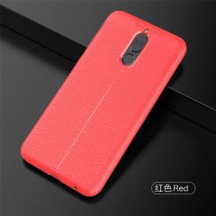 Huawei Mate 10 Lite Leather Effect Tpu Silikon Kılıf + Tempered Cam