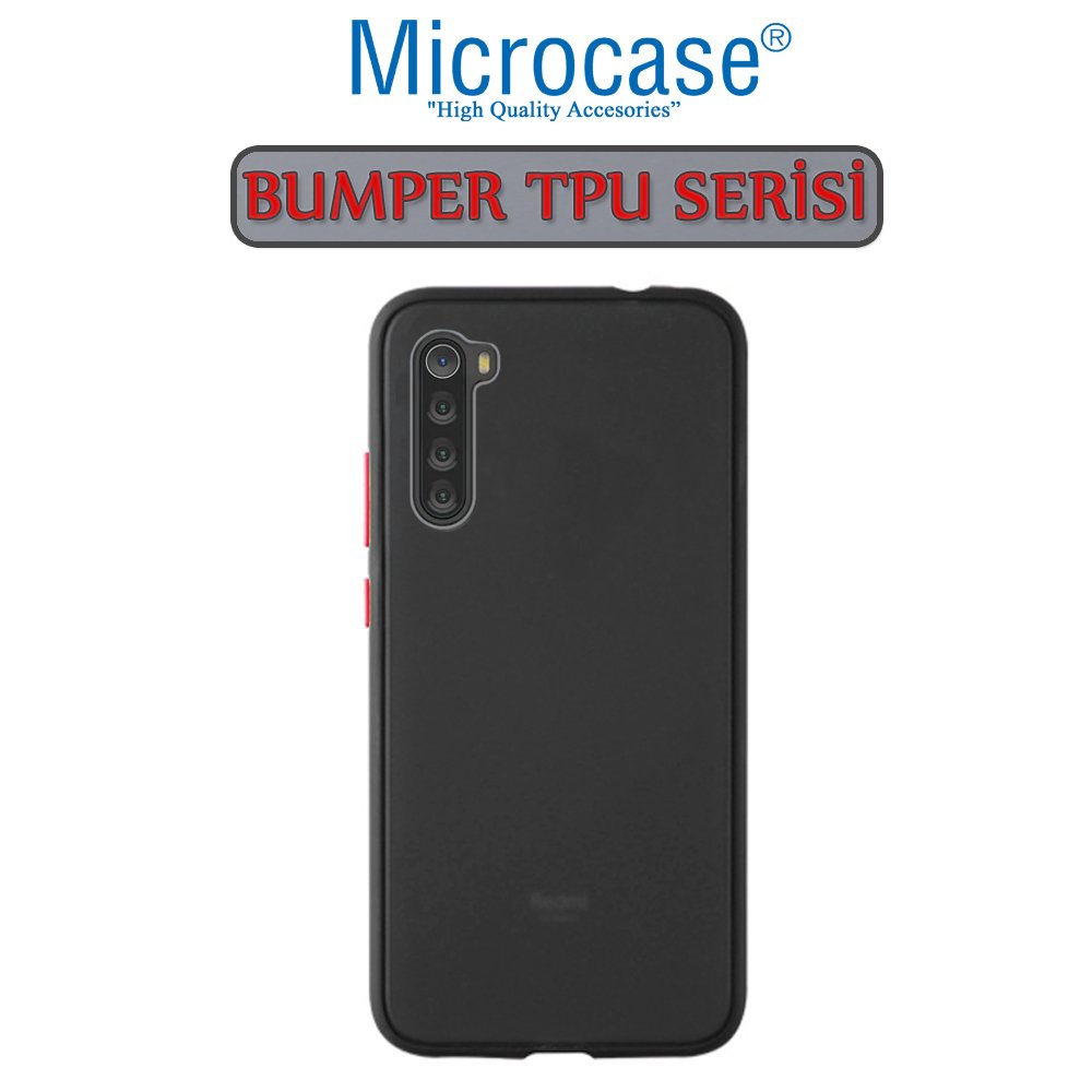 Microcase Xiaomi Redmi Note 8 Bumper Tpu Serisi Sert Kılıf - Siyah