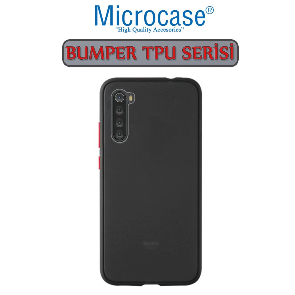 Microcase Xiaomi Redmi Note 8 Bumper Tpu Serisi Sert Kılıf - Siyah