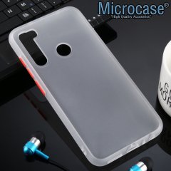 Microcase Xiaomi Redmi Note 8 Bumper Tpu Serisi Sert Kılıf - Beyaz + Tempered Glass Cam Koruma