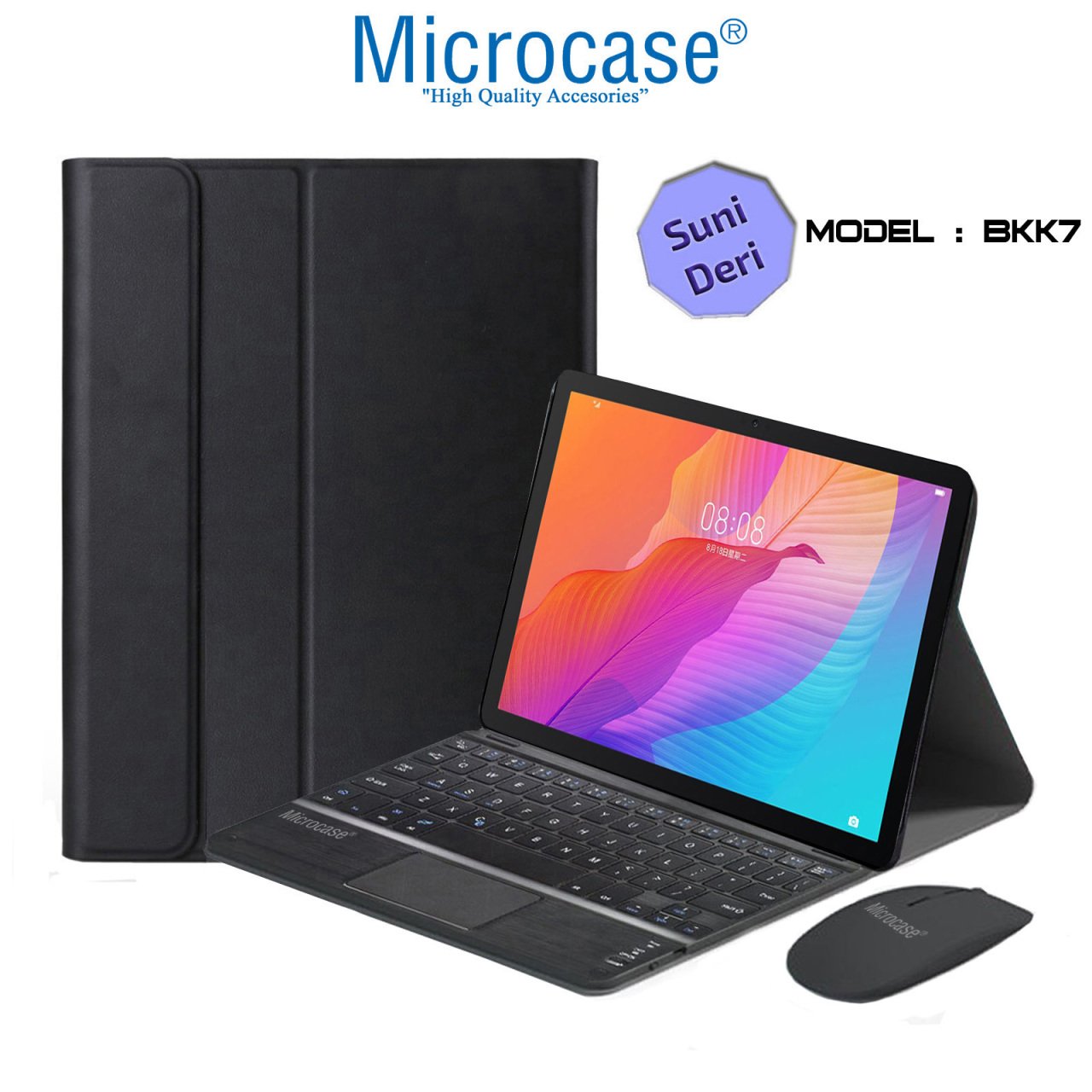 Microcase Huawei Matepad T10 9.7 inch Bluetooth Touchpad Klavye + Bluetooth Mouse + Standlı Kılıf - BKK7