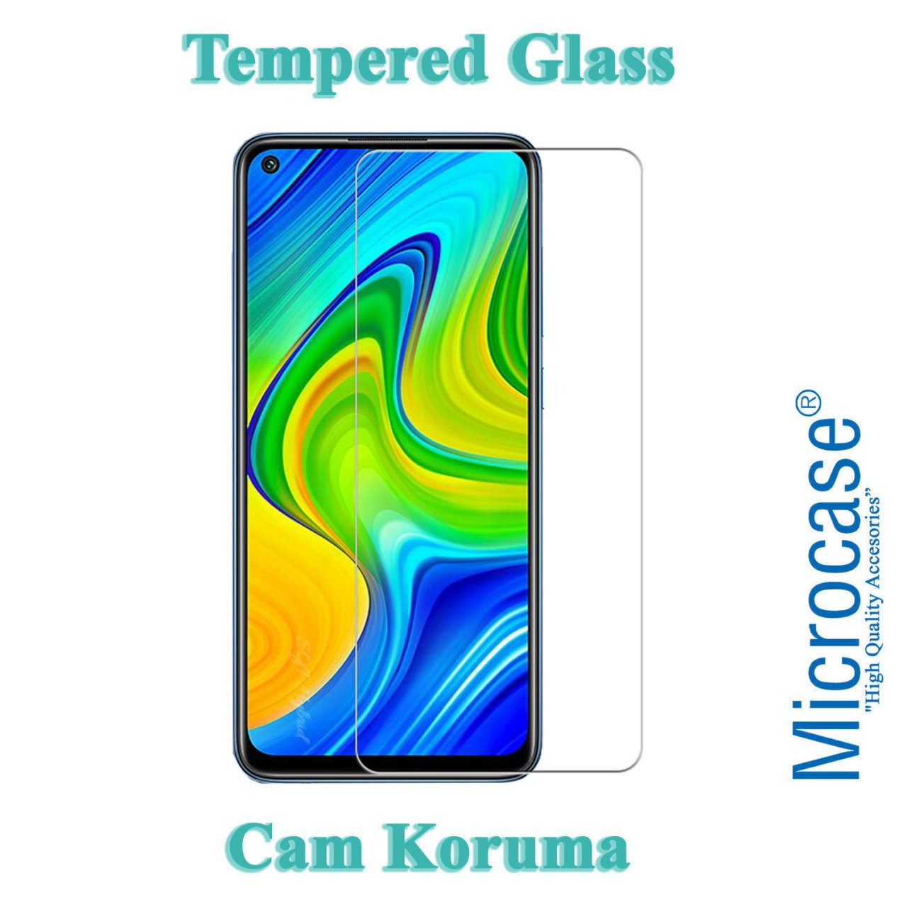 Microcase Xiaomi Redmi Note 9 Tempered Glass Cam Ekran Koruma