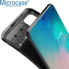 Microcase Samsung Galaxy S20 Plus Maxy Serisi Carbon Fiber Silikon Kılıf - Siyah AL3413