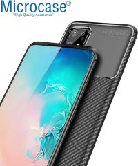 Microcase Samsung Galaxy S20 Plus Maxy Serisi Carbon Fiber Silikon Kılıf - Siyah AL3413