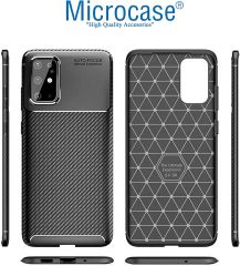 Microcase Samsung Galaxy S20 Plus Maxy Serisi Carbon Fiber Silikon Kılıf - Siyah AL3413