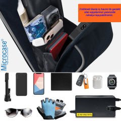 Microcase Taşınabilir Su Geçirmez 3 Bölmeli Geniş İç Hacimli Flaşörlü Scooter Bisiklet Çantası AL4249 Siyah