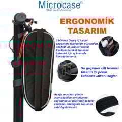 Microcase Taşınabilir Su Geçirmez 3 Bölmeli Geniş İç Hacimli Flaşörlü Scooter Bisiklet Çantası AL4249 Siyah