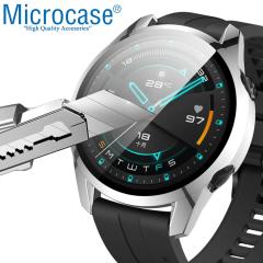 Microcase Huawei Watch GT2 46 mm Ekran Korumalı Sert Rubber Kılıf - Gri Metalik