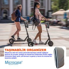 Microcase Taşınabilir Su Geçirmez 3 Bölmeli Geniş İç Hacimli Flaşörlü Scooter Bisiklet Çantası AL4249 Gri