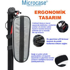 Microcase Taşınabilir Su Geçirmez 3 Bölmeli Geniş İç Hacimli Flaşörlü Scooter Bisiklet Çantası AL4249 Gri