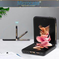 Microcase Samsung Galaxy Z Flip4 için Deri Desenli Plastik Koruma Kılıf - AL3148