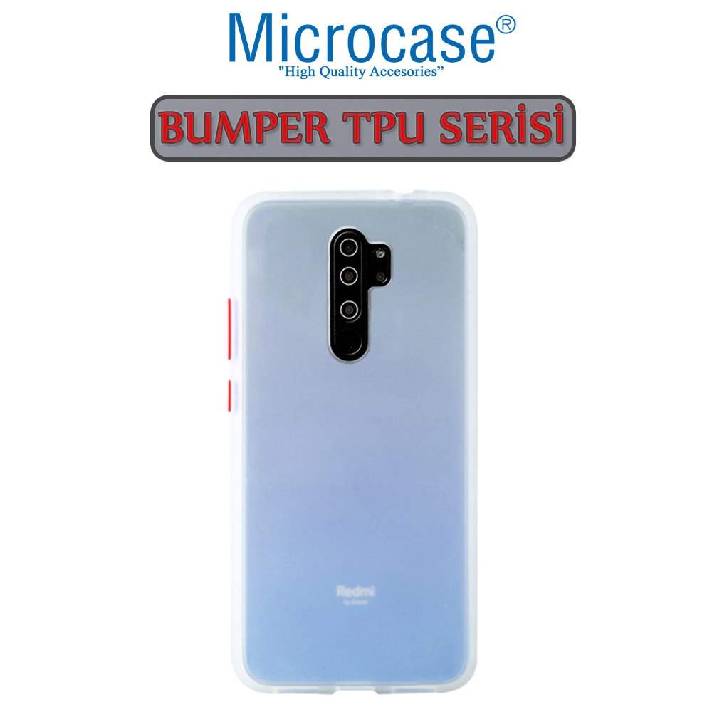 Microcase Xiaomi Redmi Note 8 Pro Bumper Tpu Serisi Sert Kılıf - Beyaz