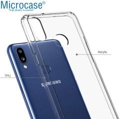 Microcase Samsung Galaxy A10s Ultra İnce 0.2 mm Soft Silikon Kılıf - Şeffaf + Tempered Glass Cam Koruma