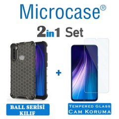 Microcase Xiaomi Redmi Note 8 Ball Serisi Sert Tpu Kılıf - Siyah + Tempered Glass Cam Koruma