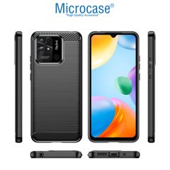 Microcase Xiaomi Redmi 10C Brushed Carbon Fiber Silikon Kılıf - Siyah