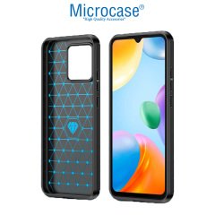 Microcase Xiaomi Redmi 10C Brushed Carbon Fiber Silikon Kılıf - Siyah