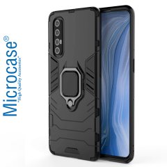 Microcase Oppo Reno3 Pro Batman Serisi Yüzük Standlı Armor Kılıf - Siyah