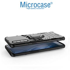 Microcase Oppo Reno3 Pro Batman Serisi Yüzük Standlı Armor Kılıf - Siyah