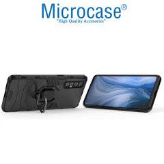 Microcase Oppo Reno3 Pro Batman Serisi Yüzük Standlı Armor Kılıf - Siyah