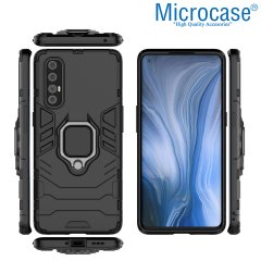 Microcase Oppo Reno3 Pro Batman Serisi Yüzük Standlı Armor Kılıf - Siyah