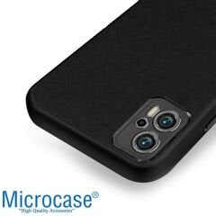 Microcase Xiaomi Redmi Note 11T Pro Fabrik Kumaş ve Deri Desen Kılıf - Siyah