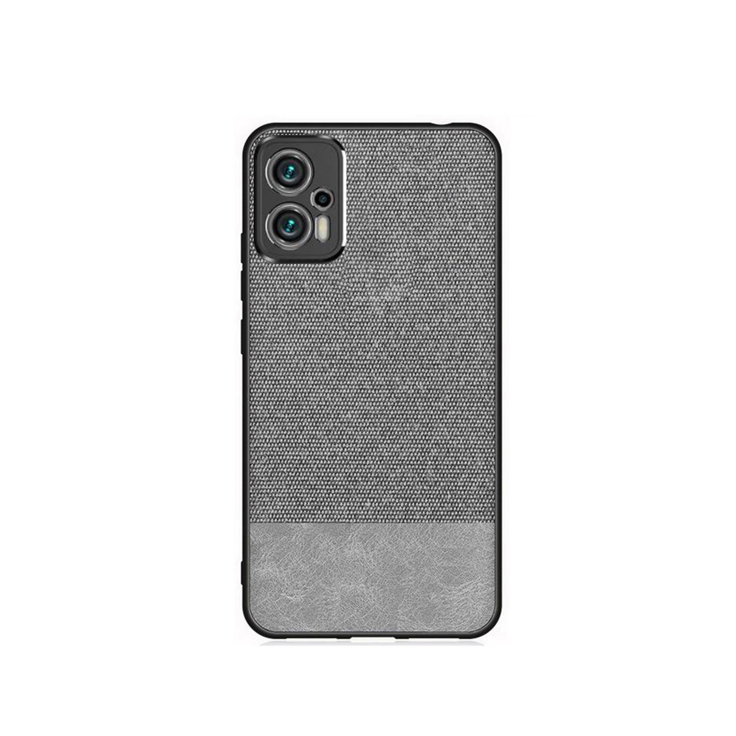 Microcase Xiaomi Redmi Note 11T Pro Fabrik Kumaş ve Deri Desen Kılıf - Gri