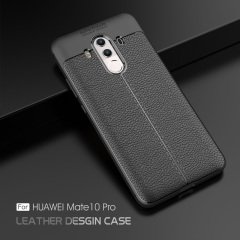 Huawei Mate 10 Pro Leather Effect Tpu Silikon Kılıf + Tempered Cam