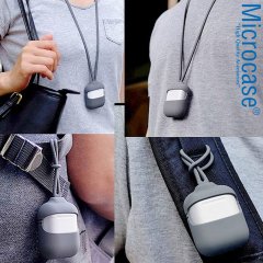 Microcase Airpods Boyun Askılıklı Silikon Koruma 3in1 Set - Gri