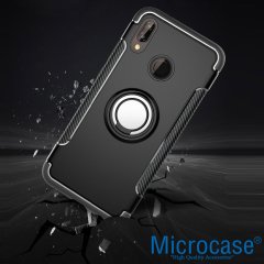 Huawei P20 Lite Yüzük standlı Armor Silikon Kılıf + Ekran Koruma