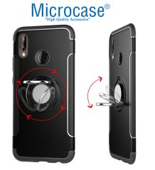 Huawei P20 Lite Yüzük standlı Armor Silikon Kılıf + Ekran Koruma