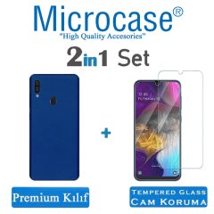 Microcase Samsung Galaxy A20e Premium Matte Silikon Kılıf + Tempered Glass Cam Koruma