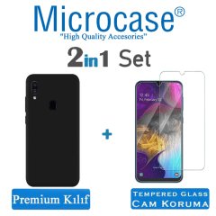Microcase Samsung Galaxy A20e Premium Matte Silikon Kılıf + Tempered Glass Cam Koruma