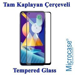 Microcase Samsung Galaxy M11 Tam Kaplayan Çerçeveli Tempered Ekran Koruyucu - Siyah