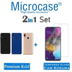 Microcase Samsung Galaxy A20e Premium Matte Silikon Kılıf + Tempered Glass Cam Koruma