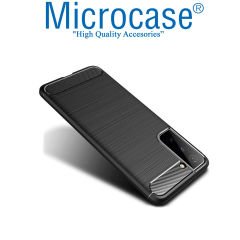 Microcase Samsung Galaxy S21 Brushed Carbon Fiber Silikon Kılıf - Siyah