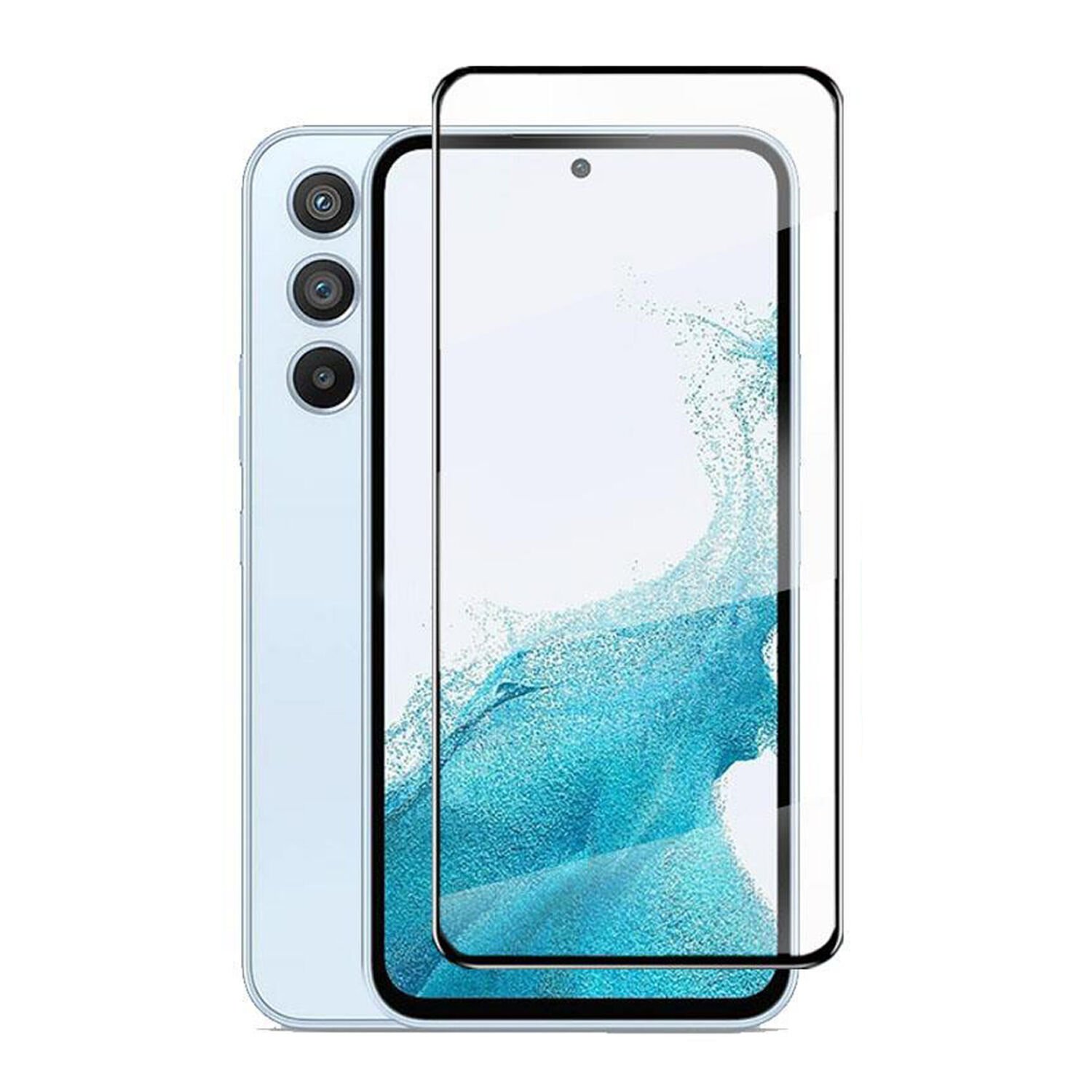 Microcase Samsung Galaxy A54 Tam Kaplayan Çerçeveli Tempered Ekran Koruyucu - Siyah AL3276